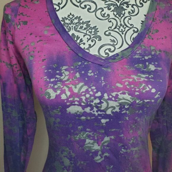 Maurices small womens thin long sleeve purple tie-dye top - Picture 2 of 10
